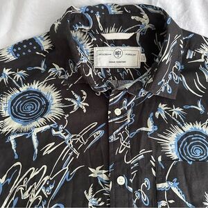 Rogue Territory Surfing Aloha Waikiki Graphic Print Cotton Button Down Shirt